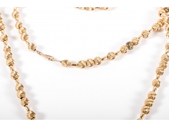 14k Yellow Gold Beaded Necklace