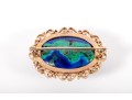 14k Yellow Gold Azurite-Malachite Brooch