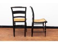 Black Lacquered Woven-Seat Chairs, Possibly Hitchcock