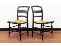 Black Lacquered Woven-Seat Chairs, Possibly Hitchcock