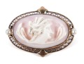 10k Yellow Gold Cameo Brooch With Cultured Pearl Accents