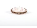 10k Yellow Gold Cameo Brooch With Cultured Pearl Accents