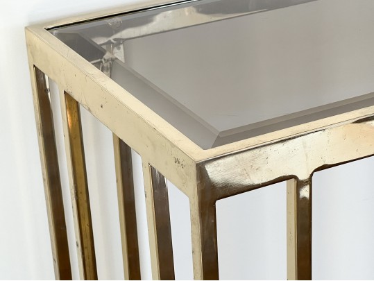 Vintage Smokey Glass And Brass Side Table