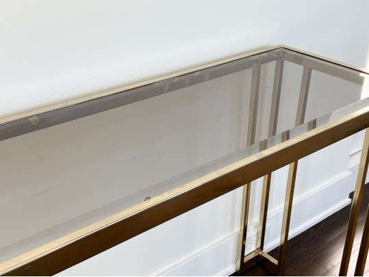 Vintage Smokey Glass And Brass Side Table