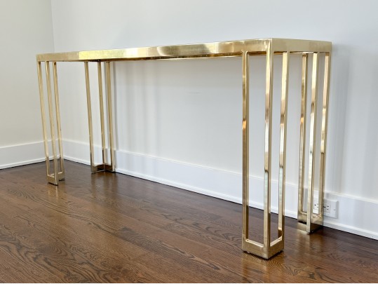 Vintage Smokey Glass And Brass Side Table