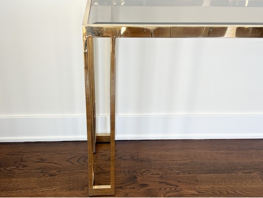 Vintage Smokey Glass And Brass Side Table