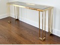 Vintage Smokey Glass And Brass Side Table