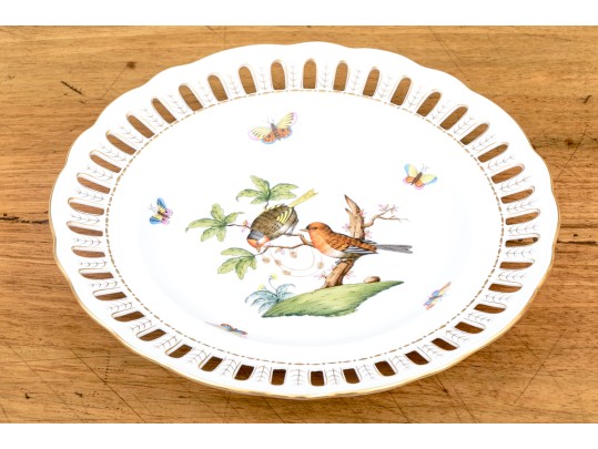 Herend Rothschild Bird Pierced Plate 