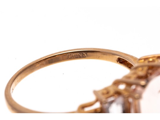 Morganite And Diamond 14K Rose Gold Ring, Size 7