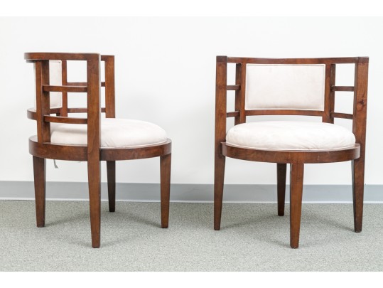 Pair Of Vintage Deco Style Tub Armchairs Imported For Najarian Furniture