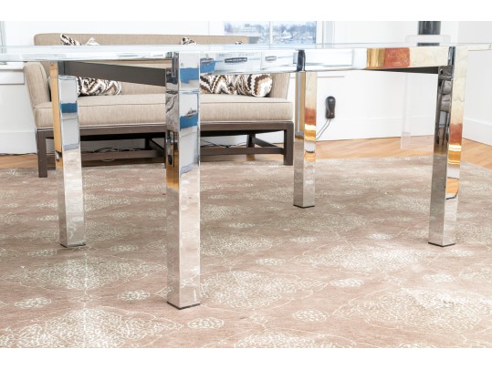 Contemporary Glass And Chrome Dining Table 