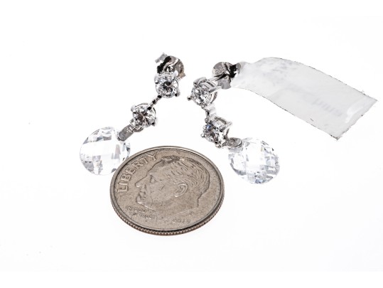 Dazzling White Zirconia And Sterling Silver Drop Earrings