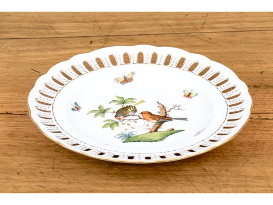 Herend Rothschild Bird Pierced Plate 