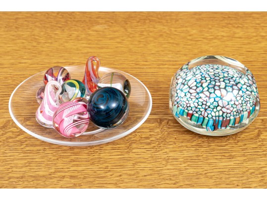 Group Of Decorative Table Top Glass Objects