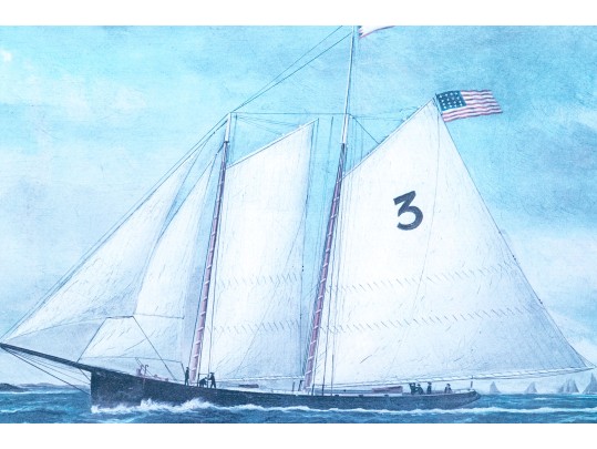 After Wm. Pierce Stubbs (Am., 1842-1909) Maritime Color Print, The Schooner 