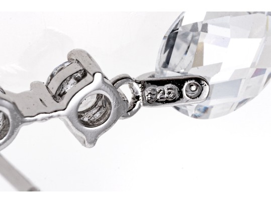 Dazzling White Zirconia And Sterling Silver Drop Earrings