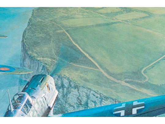 Johannes Steinhoff (Germany, 1913-1994) Signed Color Print, WWII Aviation With Two Fighter Aircraft