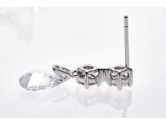 Dazzling White Zirconia And Sterling Silver Drop Earrings