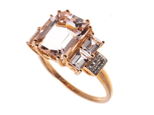 Morganite And Diamond 14K Rose Gold Ring, Size 7