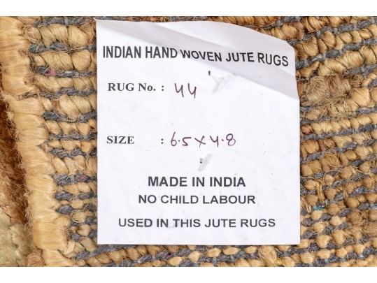 Hand-Crafted Natural Jute Area Rug, 4'8
