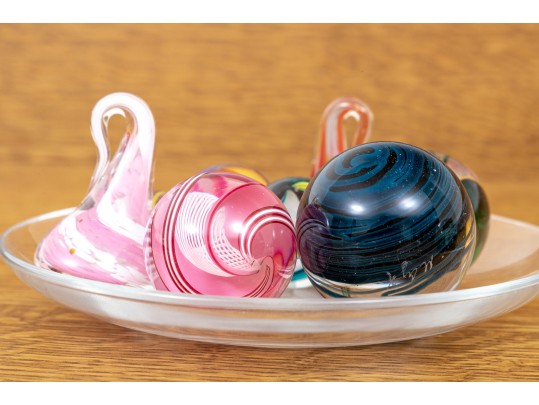Group Of Decorative Table Top Glass Objects