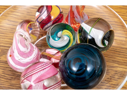 Group Of Decorative Table Top Glass Objects