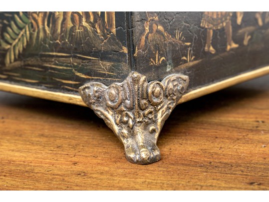 Tole Paint Decorated Footed Jardiniere - Made In India