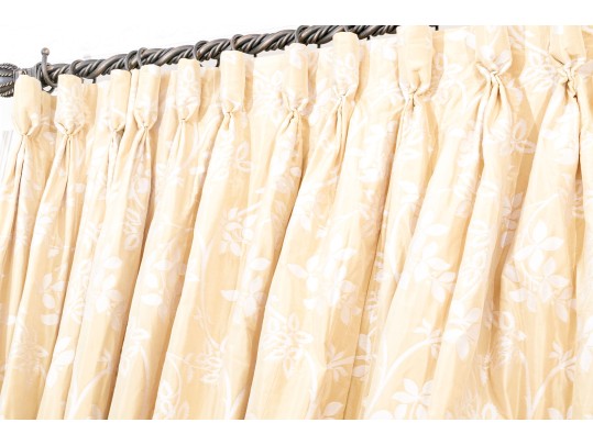 Pair Of Custom Pinch Pleat Lined Silk Drapes With Tiebacks - PAIR #2