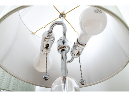 Pair Of Contemporary Stacked Spheres Table Lamps With String Shades