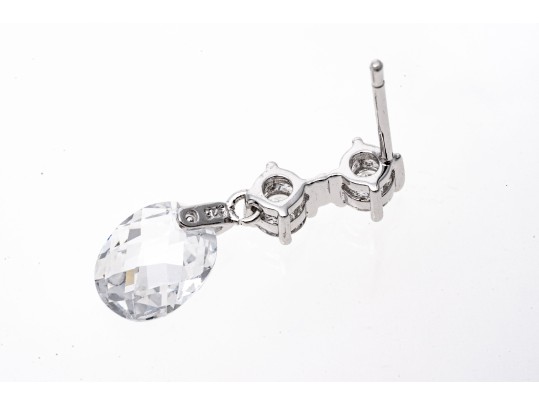 Dazzling White Zirconia And Sterling Silver Drop Earrings
