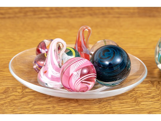 Group Of Decorative Table Top Glass Objects