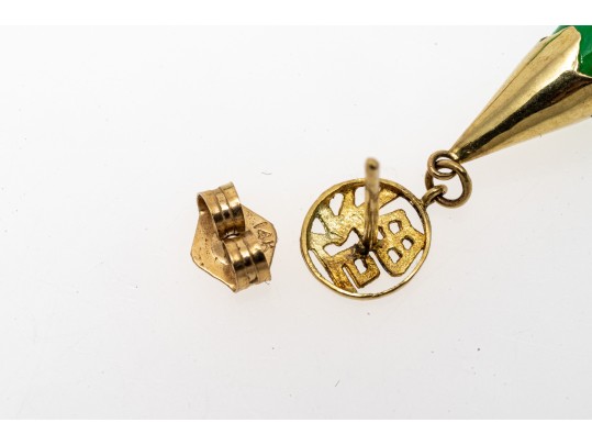 Vibrant 14K Jadeite Drop Earrings