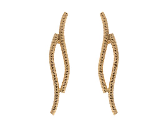Stylish 14K Wave Bar Earrings