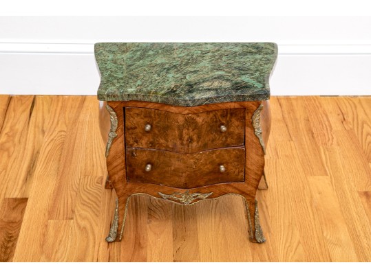 Diminutive Antique French Marble Top Jewelry Chest