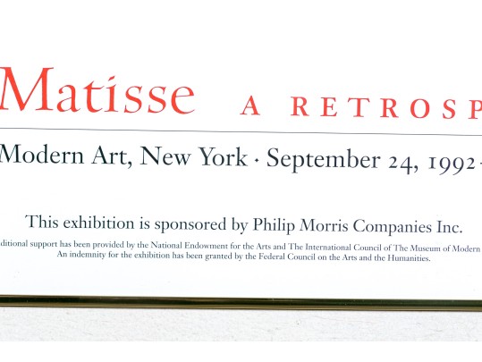 Henri Matisse 1993 Exhibition Poster, The Museum Of Modern Art New York