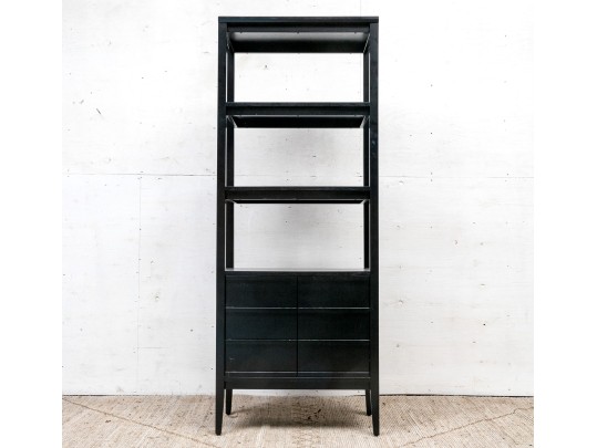 Quality Crate & Barrel Black Wood Etagere