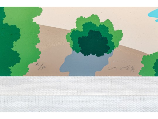 Doug West (Am., B.1947) Color Screen Print, Abstract Western Landscape 