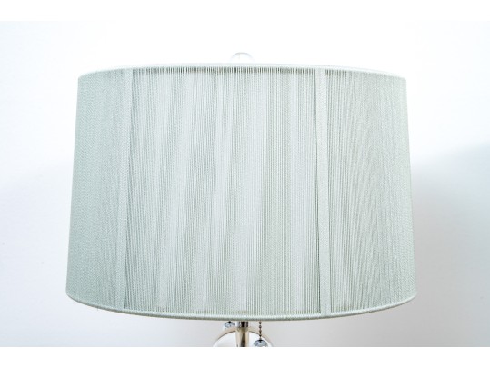 Pair Of Contemporary Stacked Spheres Table Lamps With String Shades