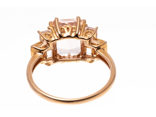 Morganite And Diamond 14K Rose Gold Ring, Size 7