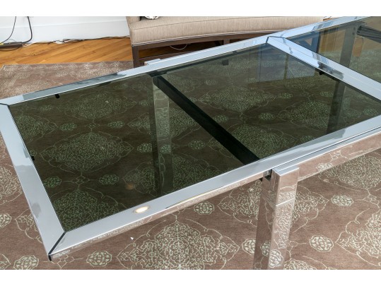 Contemporary Glass And Chrome Dining Table 