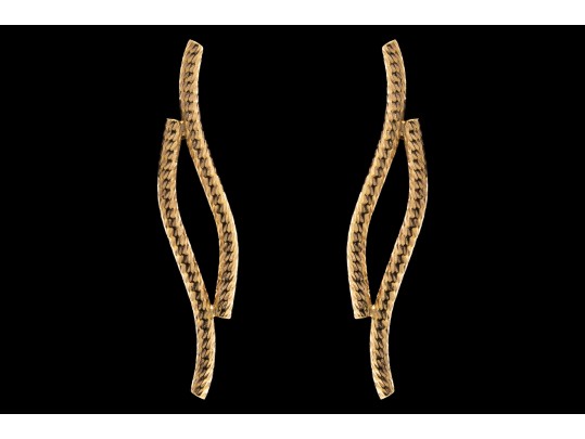 Stylish 14K Wave Bar Earrings