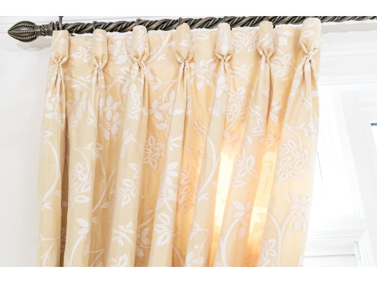 Pair Of Custom Pinch Pleat Lined Silk Drapes With Tiebacks - PAIR #4