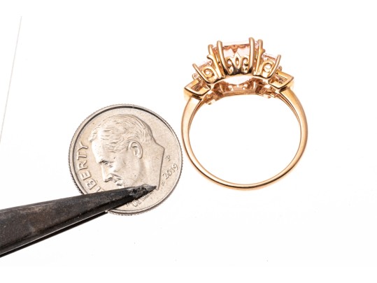 Morganite And Diamond 14K Rose Gold Ring, Size 7