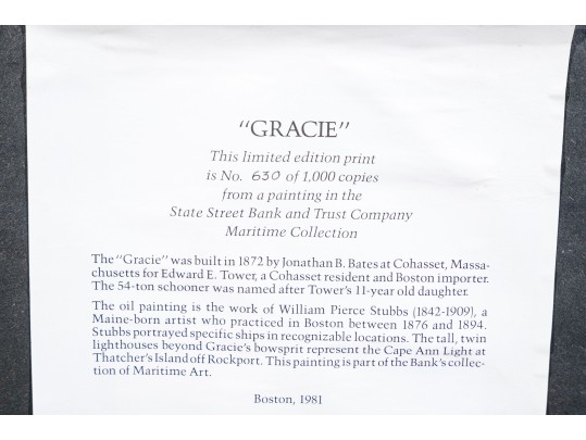 After Wm. Pierce Stubbs (Am., 1842-1909) Maritime Color Print, The Schooner 