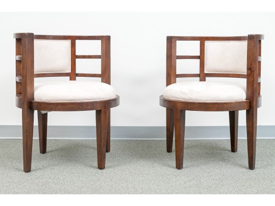 Pair Of Vintage Deco Style Tub Armchairs Imported For Najarian Furniture