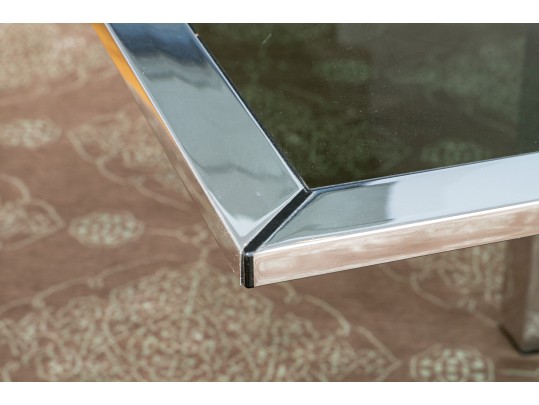 Contemporary Glass And Chrome Dining Table 