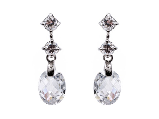 Dazzling White Zirconia And Sterling Silver Drop Earrings