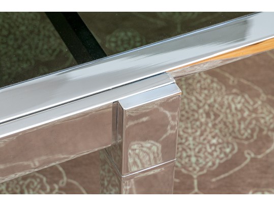 Contemporary Glass And Chrome Dining Table 