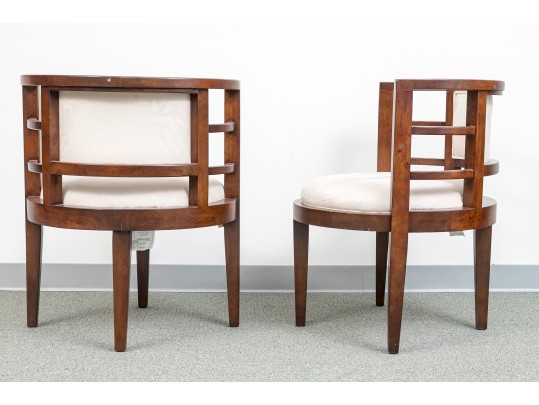 Pair Of Vintage Deco Style Tub Armchairs Imported For Najarian Furniture