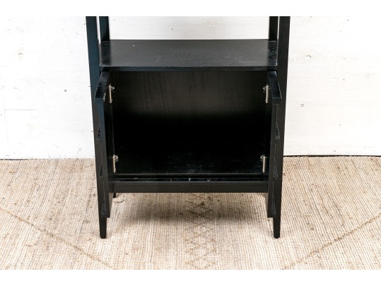 Quality Crate & Barrel Black Wood Etagere